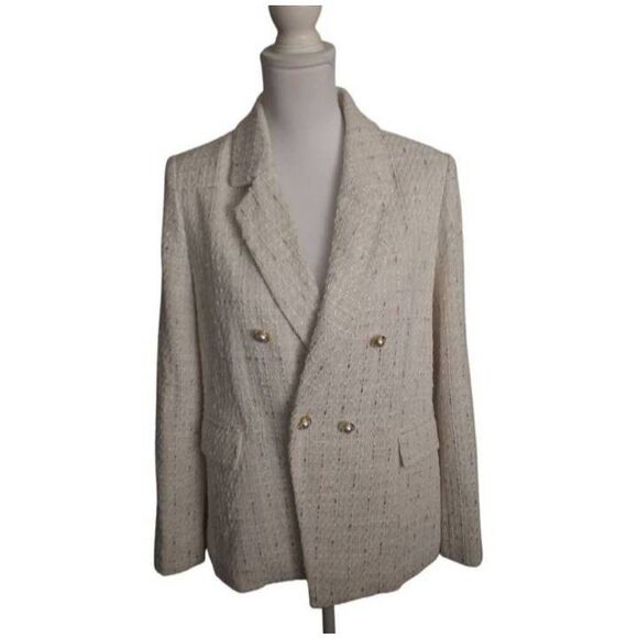 NANETTE LEPORE CLAPTON BOUCLE JACKET CREAM & GOLD TWEED SZ.S NWT - Picture 3 of 12